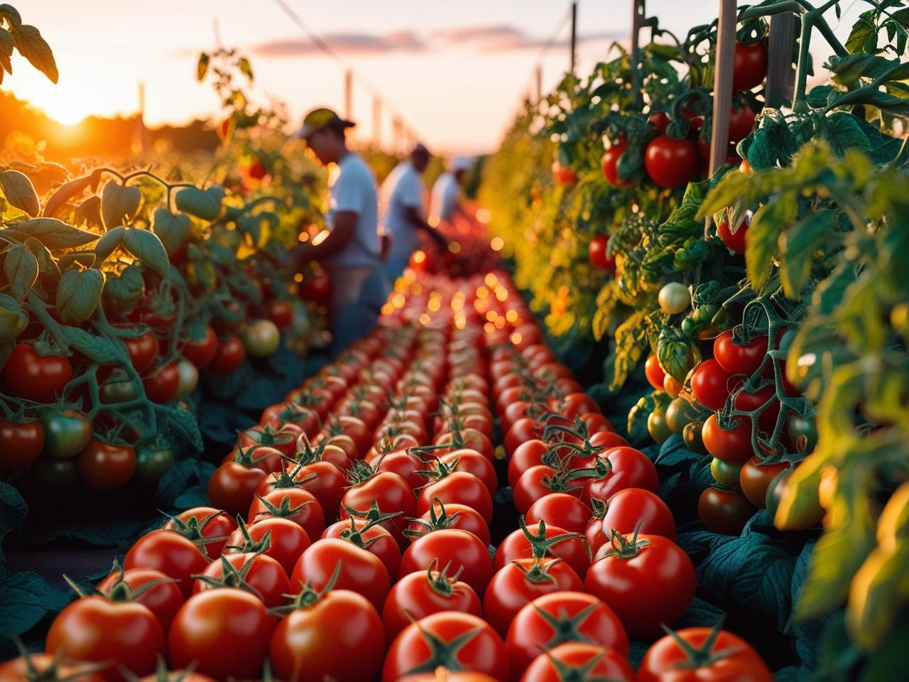 Cosecha de tomates maduros